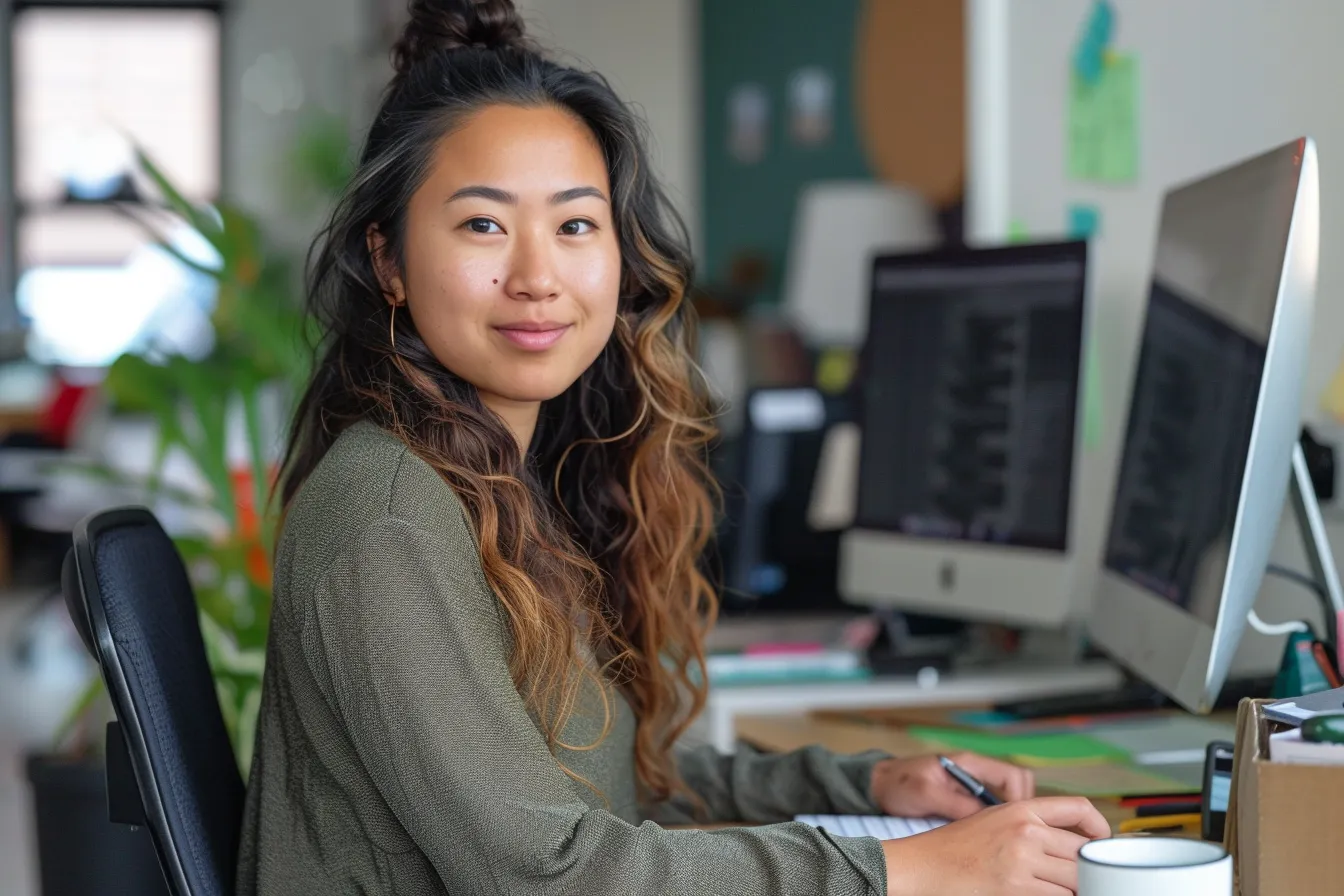 UX content writer sitting at a desk working on content strategy