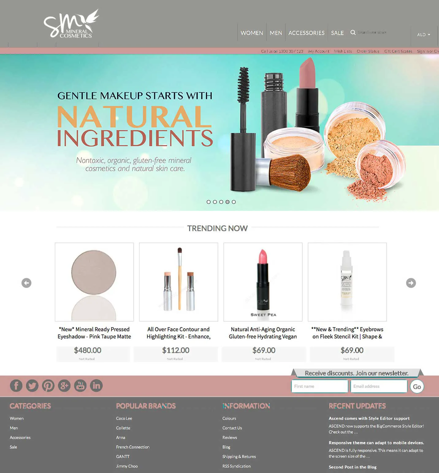 Online store design for a cosmetics brand